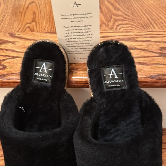 Aquatalia leather/sheerling slippers;slides. Luxury brand Made In Italy 7.5 NWT - Picture 9 of 11